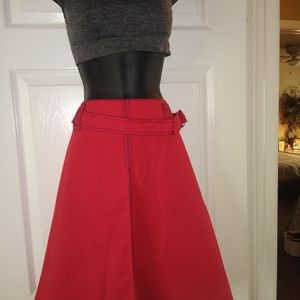 Red nautical pleated skirt
